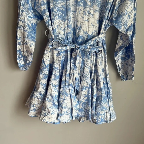 NEW Wayf ALTONIA BOTANICAL PRINT SWING DRESS IN BLUE TOILE - Picture 6 of 12